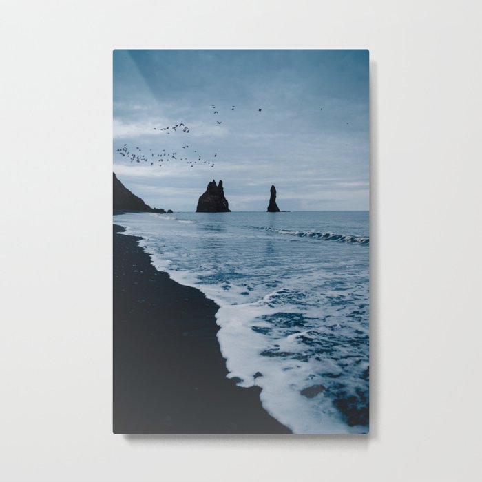 Iceland's Black Sand Beach Metal Print