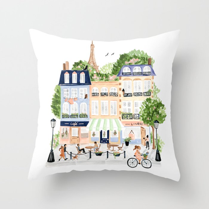 Parisian Buildings Throw Pillow