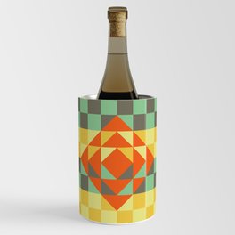 Green and yellow gingham checked ornament Wine Chiller