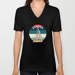 Sailing Camden Maine Vintage V Neck T Shirt