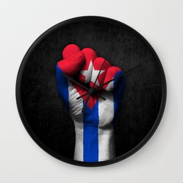 Cuban Flag on a Raised Clenched Fist Wall Clock