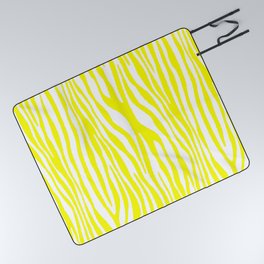 Zebra Pattern Camouflage Abstract In Yellow Picnic Blanket