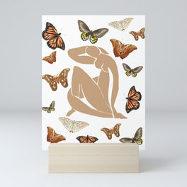 Beach Nude with Spring Butterflies Matisse Inspired Mini Art Print