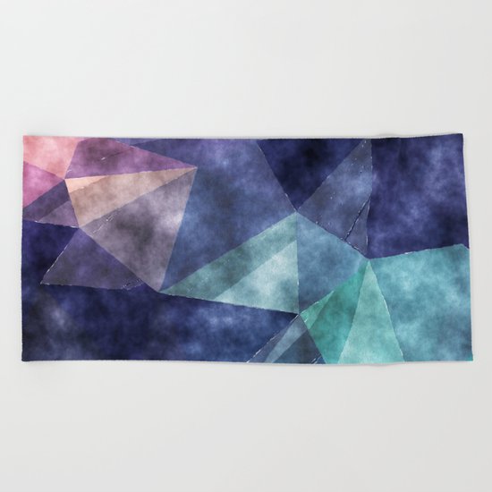 The deep blue sea- Watercolor triangles pattern in blue colors Beach Towel