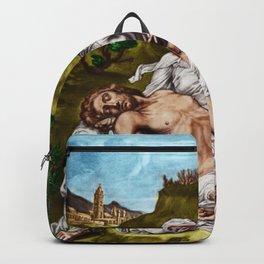 "And so it is" - The Death of Jesus Landscape Painting by Jeanpaul Ferro Backpack | Curated, Archangel, Englishschool, Jeanpaulferro, Christianity, Angels, Spiritual, Gospels, Catholicism, Apostles 