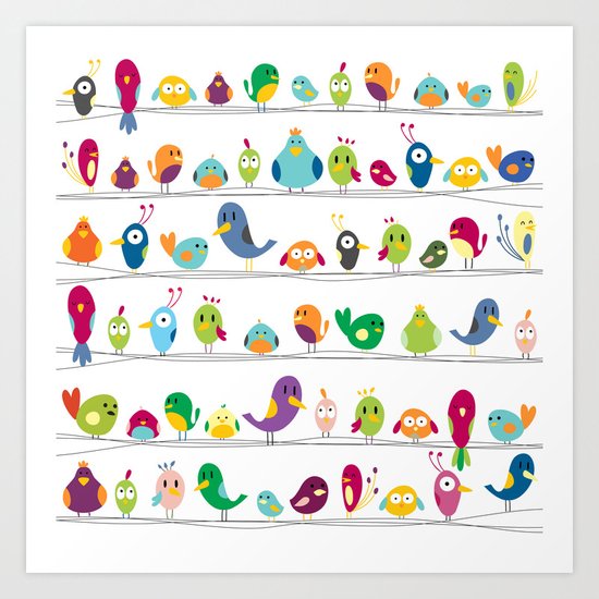 the birds are sitting and gazing... Art Print