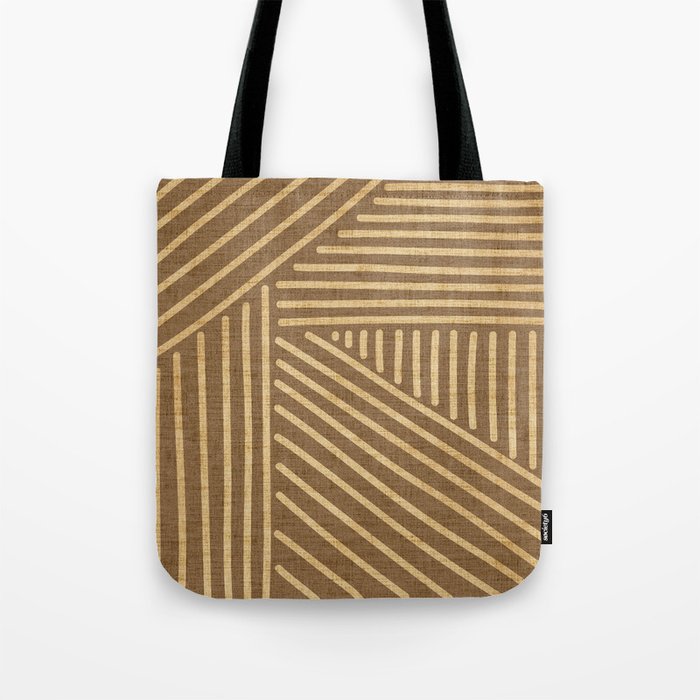 Golden ochre lines - textured abstract geometric Tote Bag