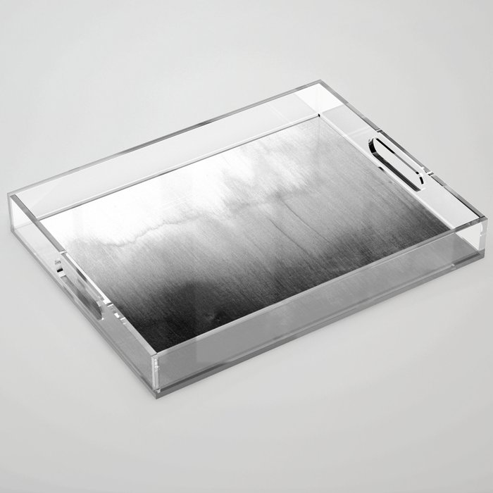 Modern Black and White Watercolor Gradient Acrylic Tray