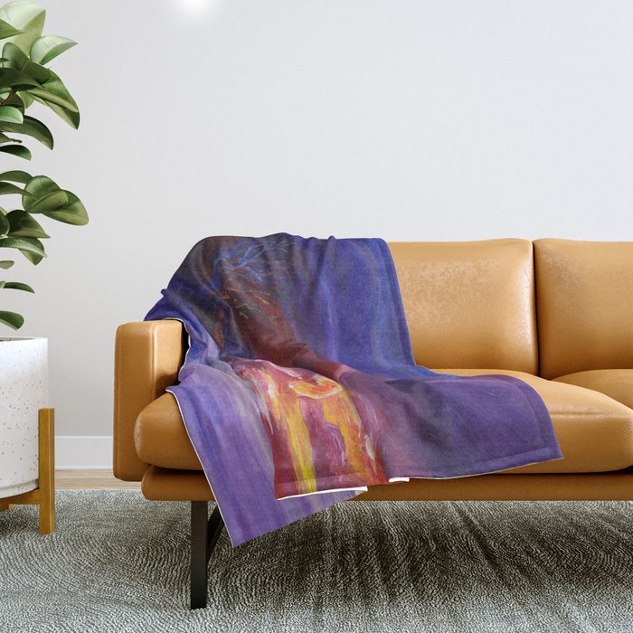 Colorful Sunset Landscape Painting Throw Blanket