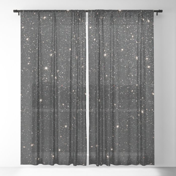 black glitter night  Sheer Curtain
