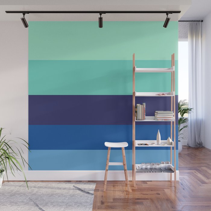 Wallpaper Beach House Colorful Pastel Blues Colour Block Stripes Wall Mural For iPhone Free