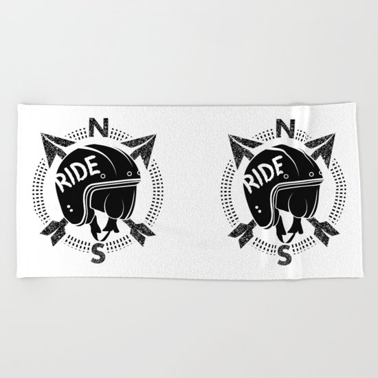 Motorcycle Helmet Beach Towel