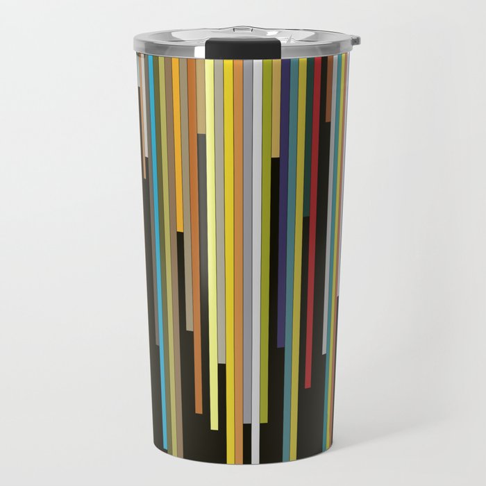 Night's End - Abstract, Geometric Color Stripes Travel Mug