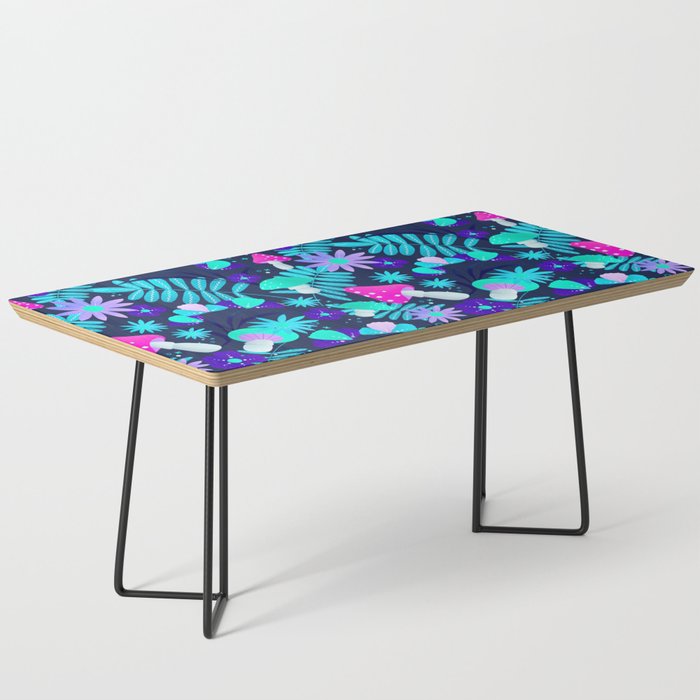 turquoise and pink mushrooms and flowers Coffee Table
