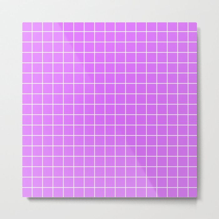 Heliotrope - violet color - White Lines Grid Pattern Metal Print