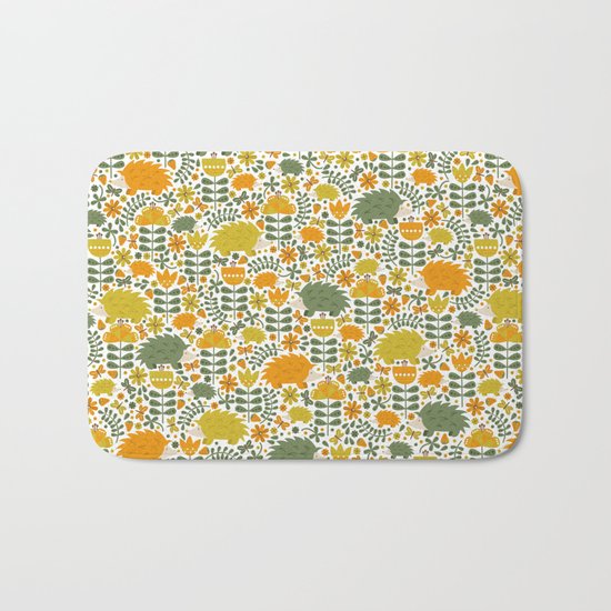 Autumn Hedgehog Forest Bath Mat