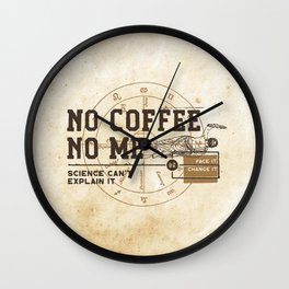 No Coffee No Me Wall Clock | Piotrkowalczyk, Graphicdesign, Coffeelover, Retro, Nome, Nocoffee, Coffeescience, Coffee, Coffeefunny, Vintage 