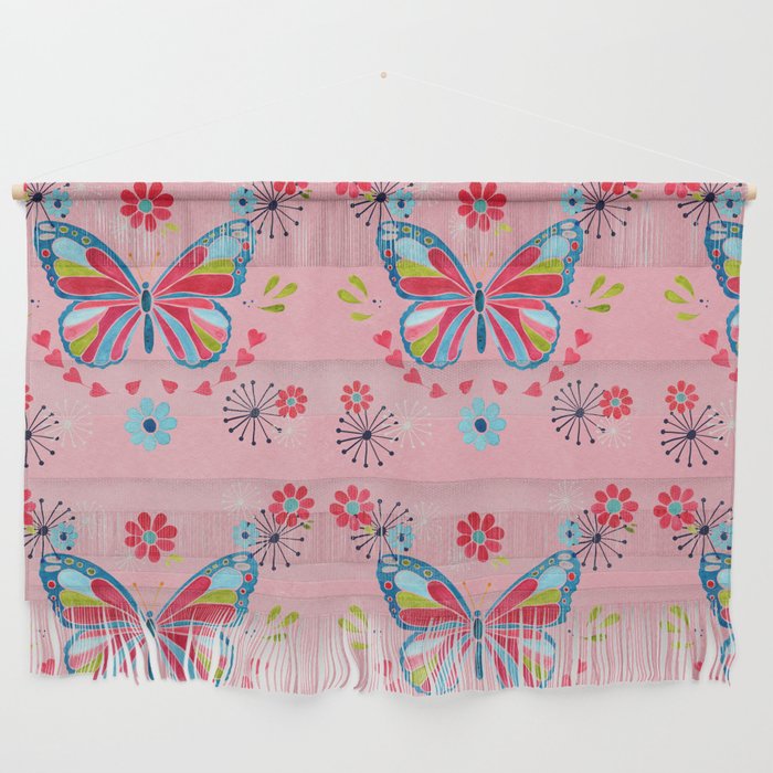Butterfly Pink and Blue Wall Hanging