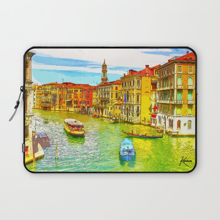 Awesome Venice Italy, Canal View painting illustration Laptop Sleeve