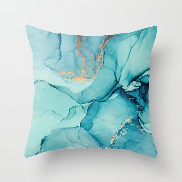 Abstract Turquoise Art Print By LandSartprints Throw Pillow