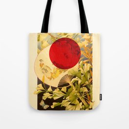 Japanese Ginkgo Hand Fan Vintage Illustration Tote Bag