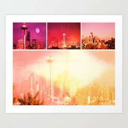 Shades of Red Space Needle Collage Art Print