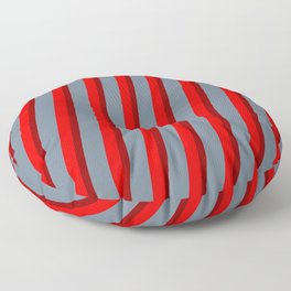[ Thumbnail: Red, Dark Red & Slate Gray Colored Lines/Stripes Pattern Floor Pillow ]