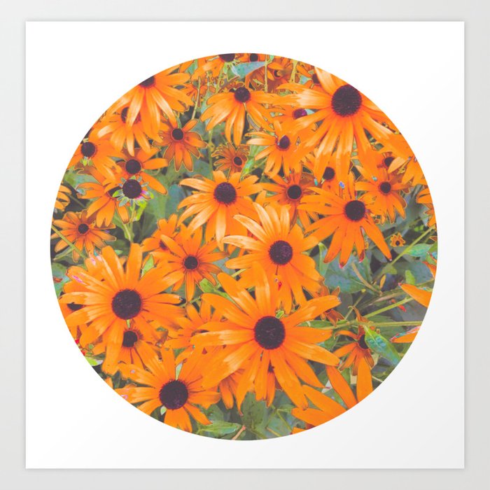 Sunny Flowers Forever Circle Crop Art Print