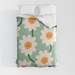 Flower field - mint & orange Comforter