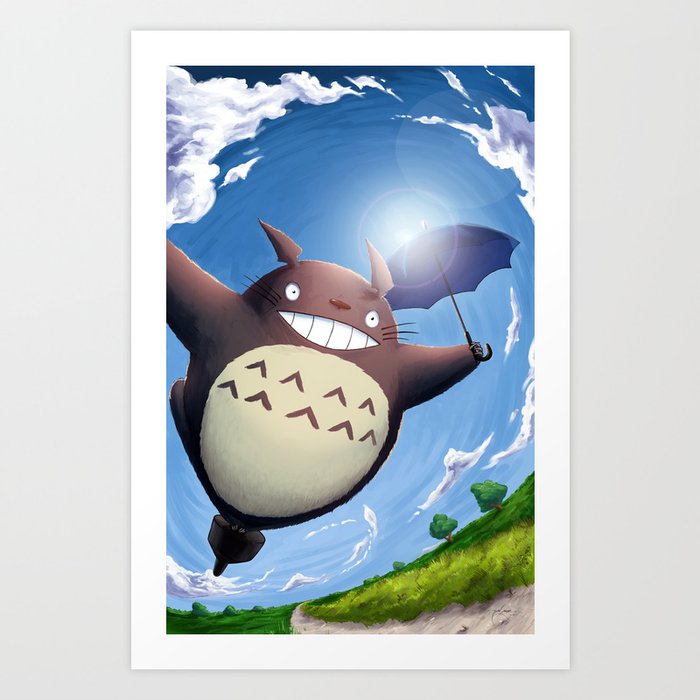 Totoro Summer Flight Art Print