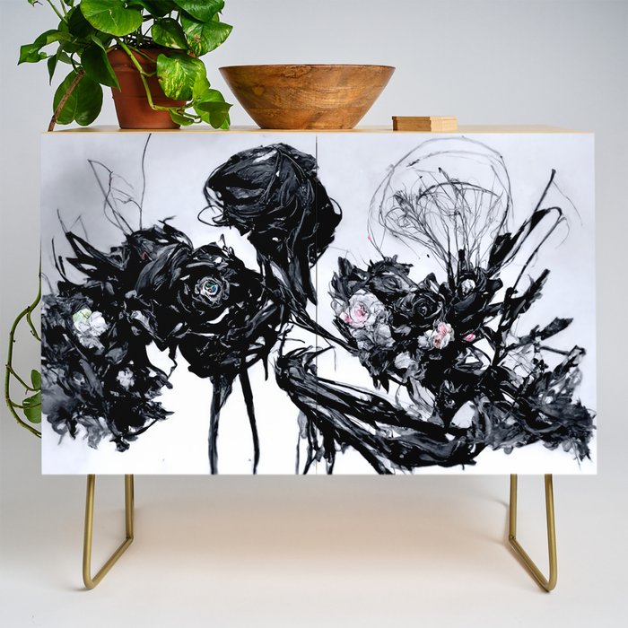 Black Roses - Abstract Art Take Four Credenza