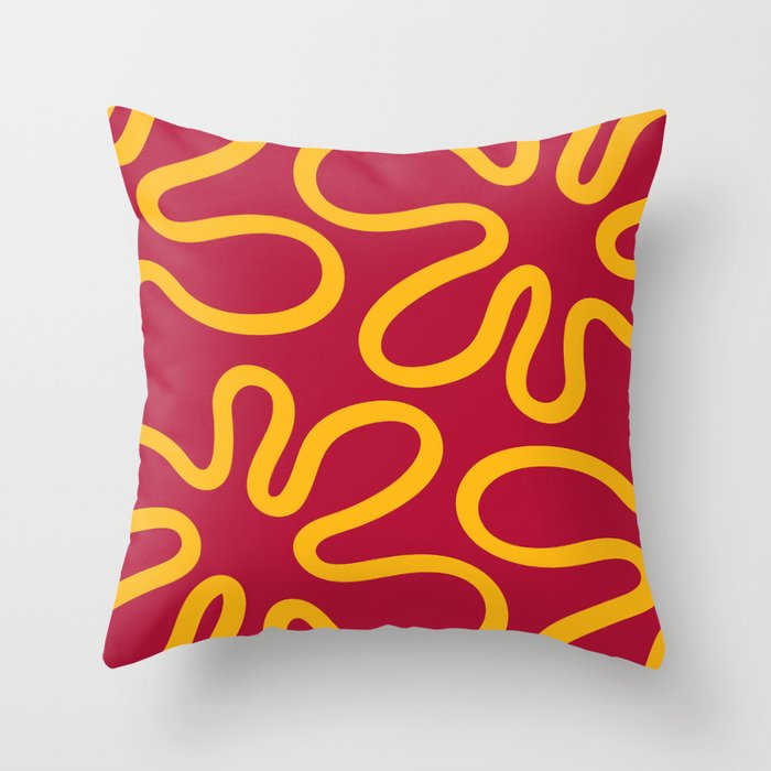 Abstract Minimal Floral - Red & Yellow Throw Pillow