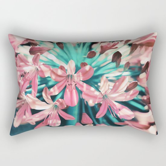 Sunny Agapanthus Flower in Pink & Teal Rectangular Pillow