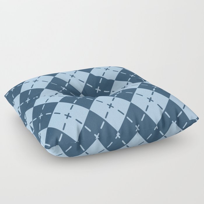 Retro Blue Argyle Pattern Floor Pillow