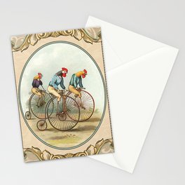 Vintage Rooster bike race Stationery Card