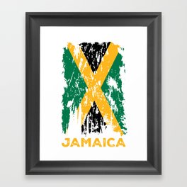 Distressed Jamaica Flag Nationality Jamaican Pride Framed Art Print