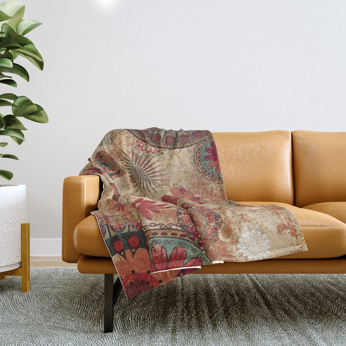N76 Boho Vintage Antique Oriental Moroccan Floral Style Design