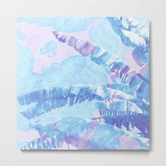 Banana Jungle - Blue & Pink Metal Print