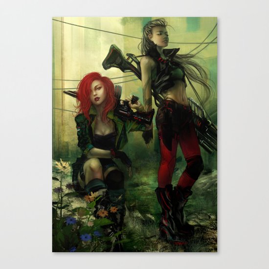 Hot pepper - Sci-fi soldier girls with weapons Canvas Print