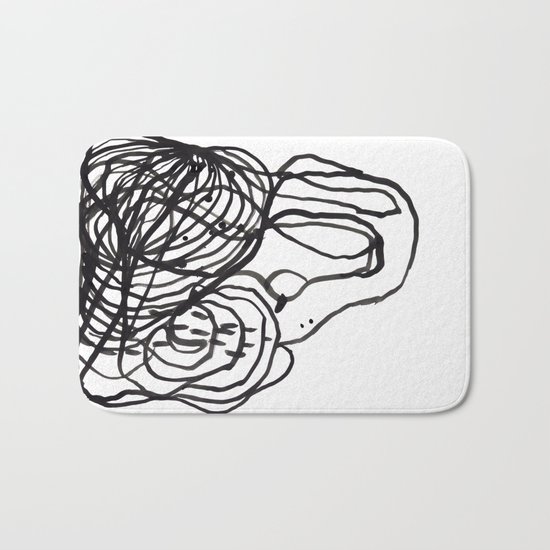 Paint 2 abstract black and white minimal brushstroke japanese modern home decor dorm college Bath Mat