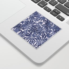 Abstract Tropical Leaves in Blue and White Sticker
