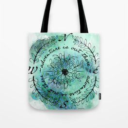Adventure is Out There - Floral Compass Tote Bag