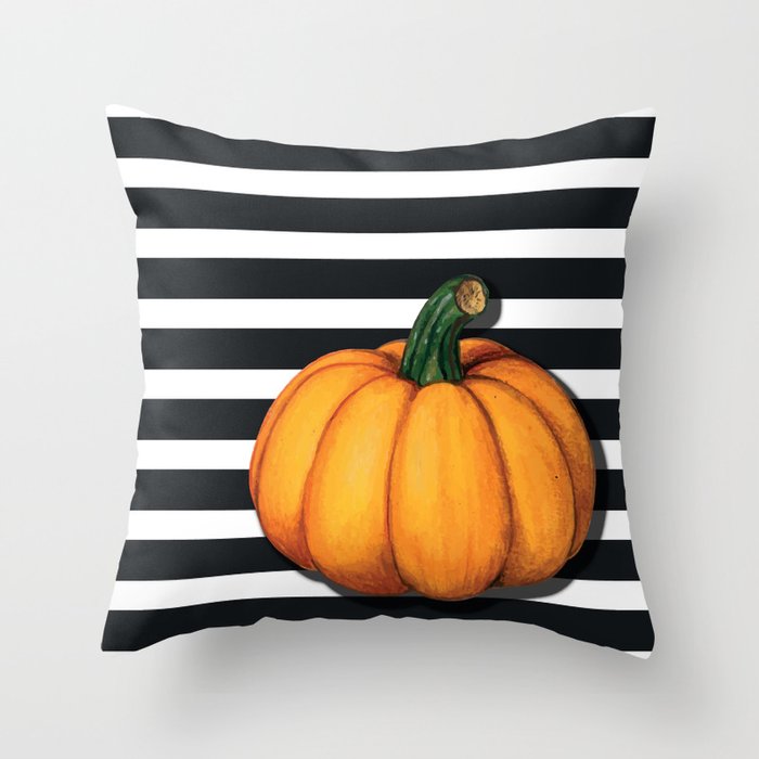 Pumpkin Stripes Throw Pillow