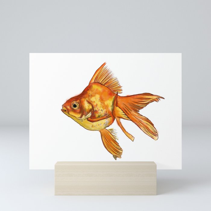 Gold Fish Painting Wall Art Mini Art Print By Idillard Society6