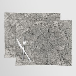 France, Paris City Map - Black and White Aesthetic - French Cities Placemat