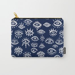 Mystic Eyes – White on Navy Carry-All Pouch