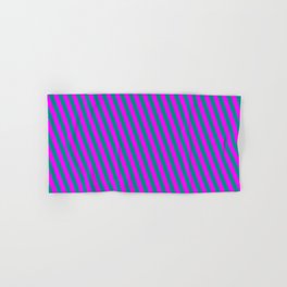 [ Thumbnail: Fuchsia and Dark Cyan Colored Lines Pattern Hand & Bath Towel ]