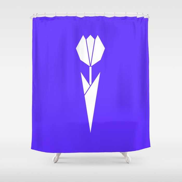 Origami Flower (white + blue) Shower Curtain
