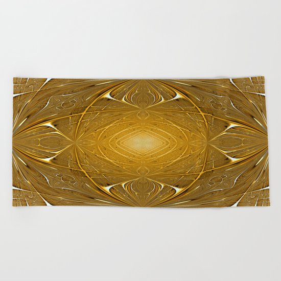 Gold ornament Beach Towel