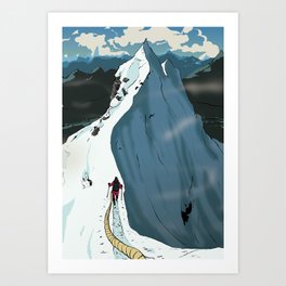 Hiking on Mountain Art Print